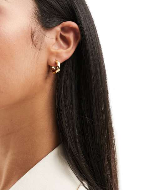 Pieces stud diamante small hoops in gold