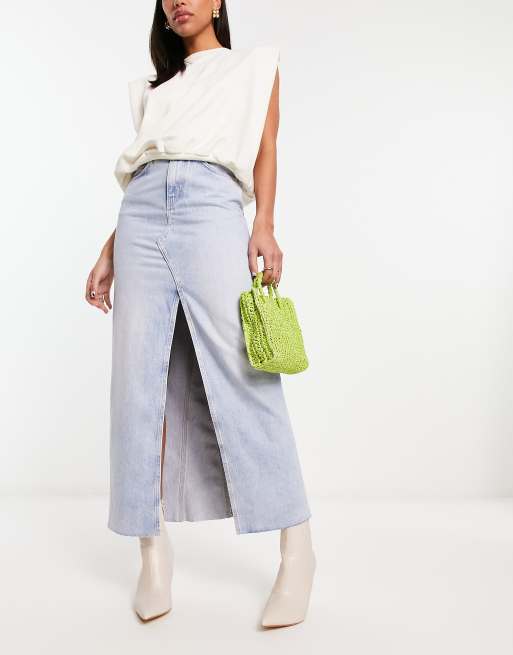 & Other Stories - Gonna al polpaccio in denim blu con spacco