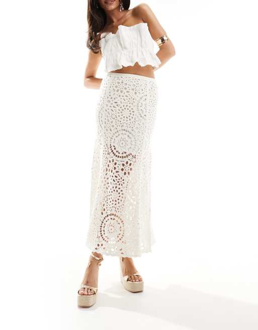 & Other Stories - Gonna lunga bianco sporco in maglia all'uncinetto