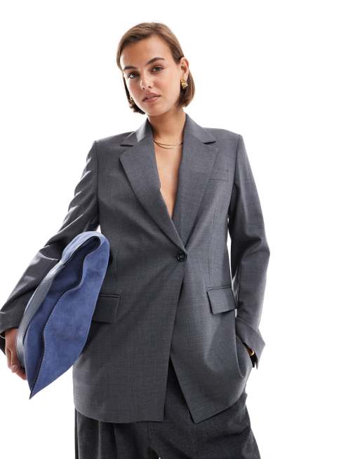 & Other Stories - Grå enkeltradet blazer i uldblanding