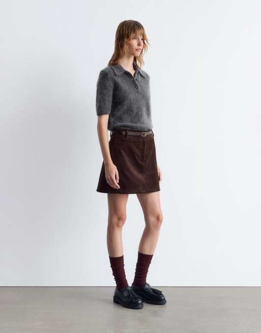 & Other Stories - Grå slim-top i mohair- og uldblanding med polokrave, 4 af 4
