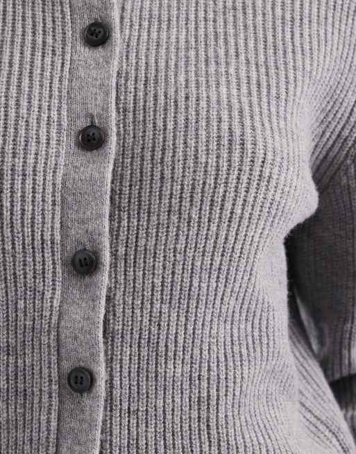 & Other Stories - Gråmeleret slim-cardigan i uld- og bomuldsblanding , 4 af 4