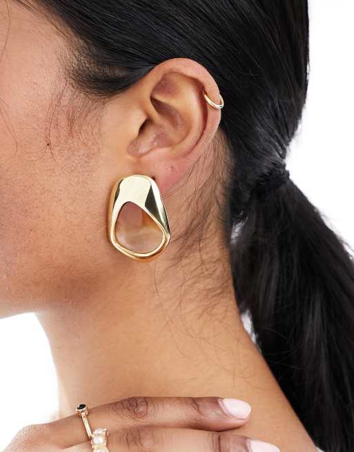 & Other Stories - Grandes boucles d'oreilles à pierre fantaisie sertie - Doré