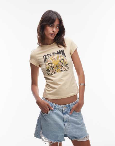 & Other Stories graphic cap sleeve t-shirt in buttermilk yellow - view 1