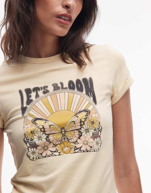 & Other Stories graphic cap sleeve t-shirt in buttermilk yellow, 4 of 4