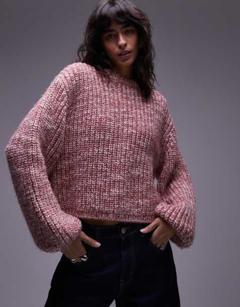 & Other Stories – Grobstrickpullover aus Alpaka und Wolle in Rosa mit Salz-und-Pfeffer-Muster - view 1