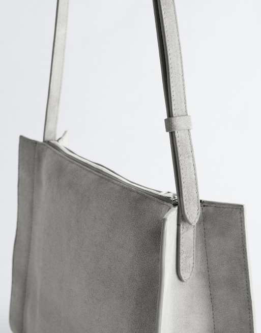 & Other Stories große Tasche aus echtem Wildleder in Grau, 3 von 4
