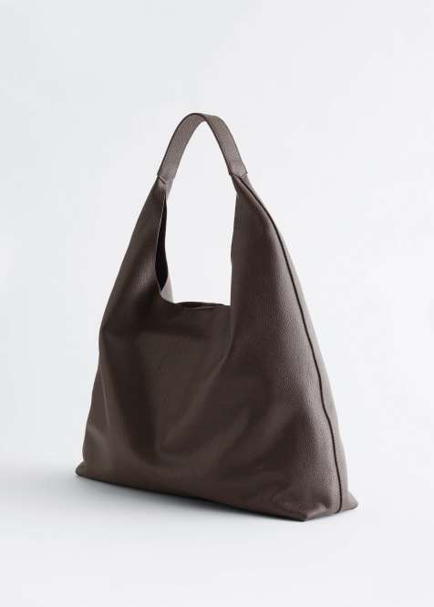 & Other Stories - Grote tote tas van echt leer in donkerbruin - view 1