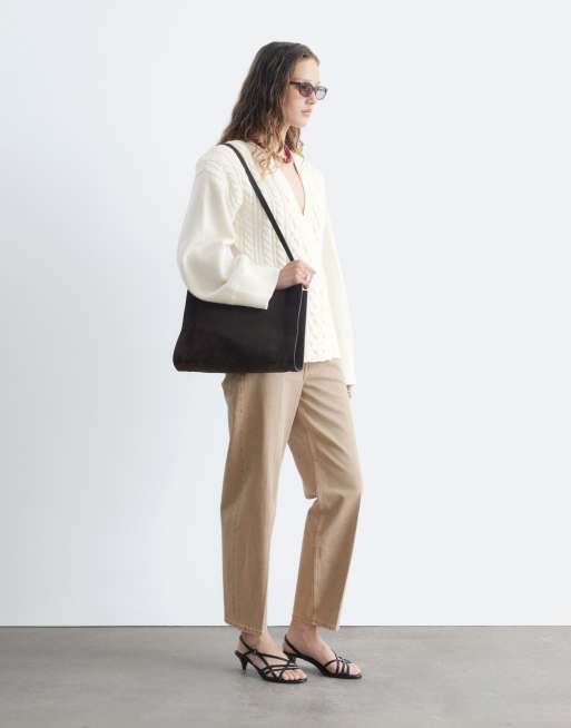 & Other Stories grovstickad kabelstickad kofta med sidofäste i off white, 4 av 5