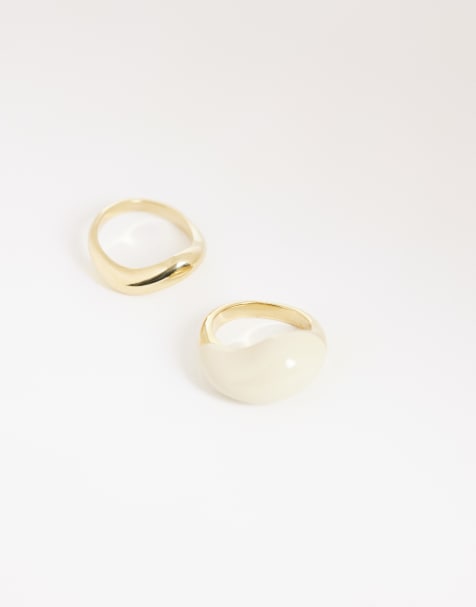 & Other Stories – Guldfärgad ring med en stor, oval, gräddvit sten - view 1