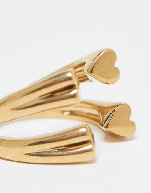 & Other Stories – Guldfärgad ring med öppen design och två hjärtan, 3 av 3