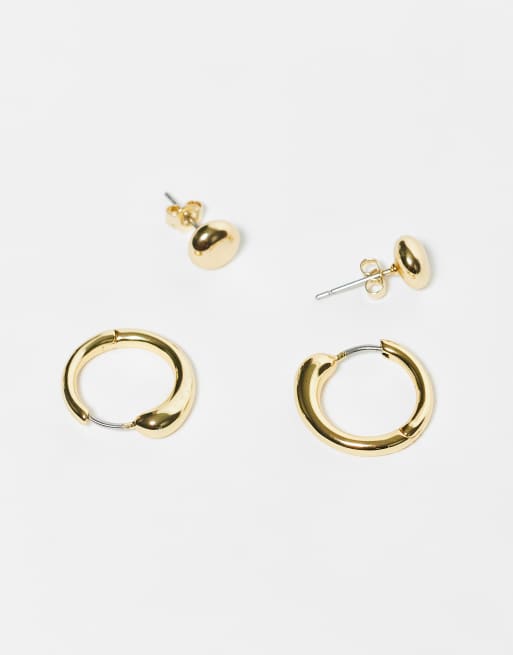 & Other Stories – Guldfärgade stiftörhängen och creoler, 2-pack, 3 av 3