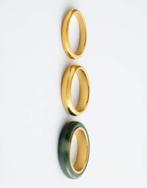 & Other Stories - Guldfarvede og brune ringe med snoet design i pakke med 3 stks, 3 af 3