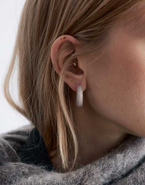 & Other Stories - Guldfarvede tykke hoop-øreringe med rhinsten - view 1