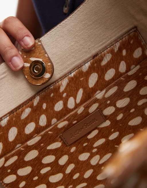 & Other Stories hair on leather suede tote in brown deer print, 4 of 4