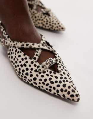 Shop & Other Stories Hairy Leather Slingback Kitten Heels
