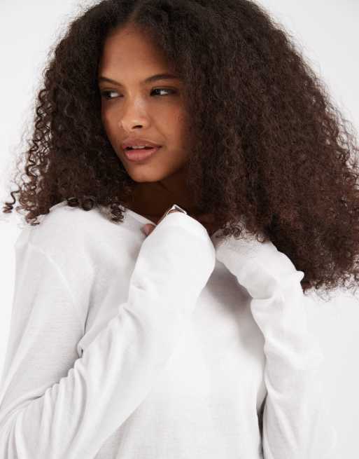& Other Stories – Halbtransparentes Langarmshirt aus reiner Baumwolle in Weiß, 2 von 4