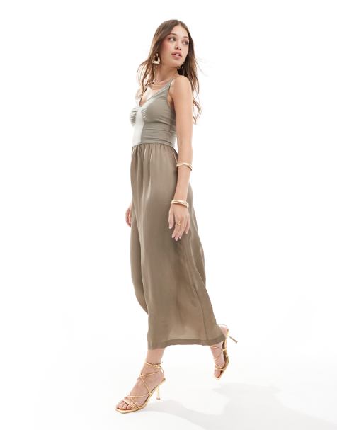 & Other Stories - Halflange slipdress met zacht korset en zoom in taupe - view 1