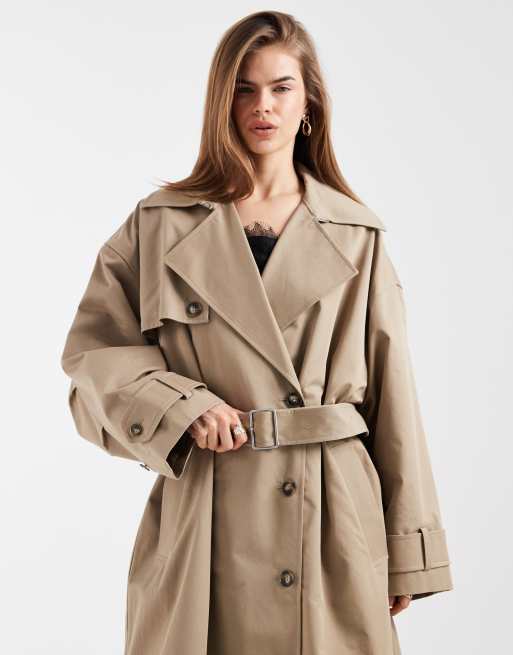 & Other Stories - Halflange trenchcoat van katoen in beige, 4 van 4
