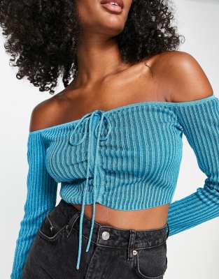  Other Stories halter neck knitted crop top in blue - part of a