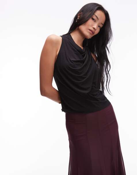 & Other Stories halterneck drapey top in black - view 1