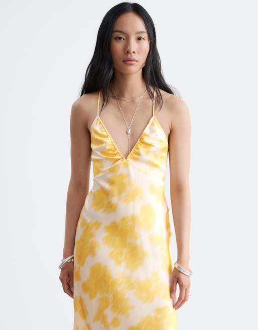 & Other Stories halterneck midi dress in yellow floral, 3 of 4