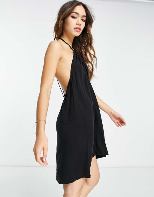  Other Stories halterneck mini dress in black