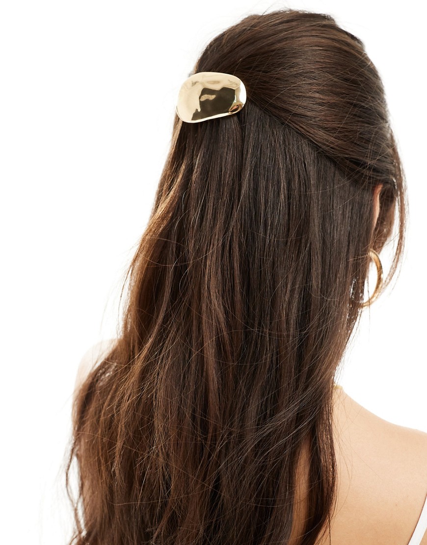 & Other Stories hammered metal hair clip in gold