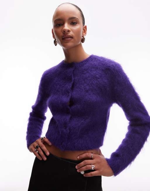 & Other Stories - Harig gebreid vest van mohair in paars, 2 van 4