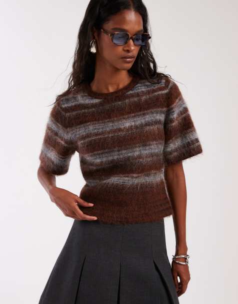 & Other Stories - Harig gebreide gilet-tanktop van mohair en wol in bruin - view 1