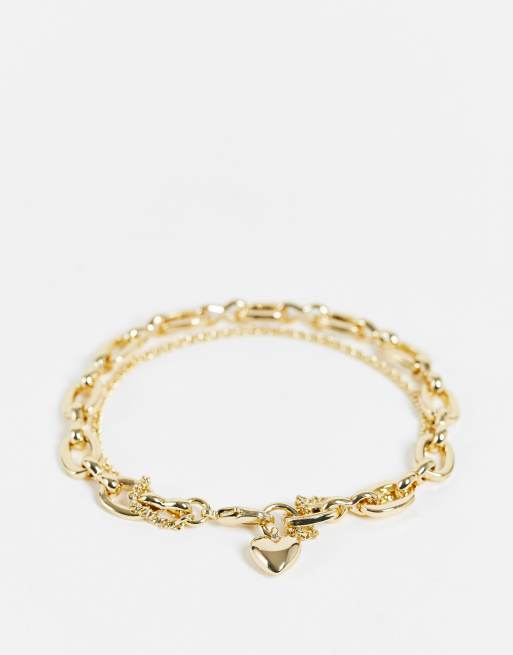 & Other Stories heart chain bracelet in gold