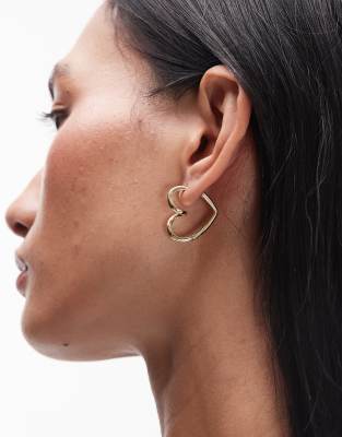 & Other Stories & Other Stories heart hoop earrings in gold