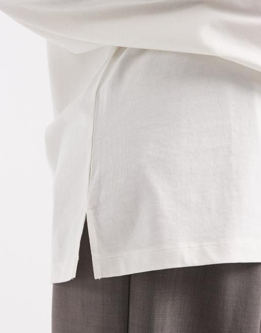& Other Stories heavy weight oversized wide sleeve long sleeve t-shirt in white, 4 of 4