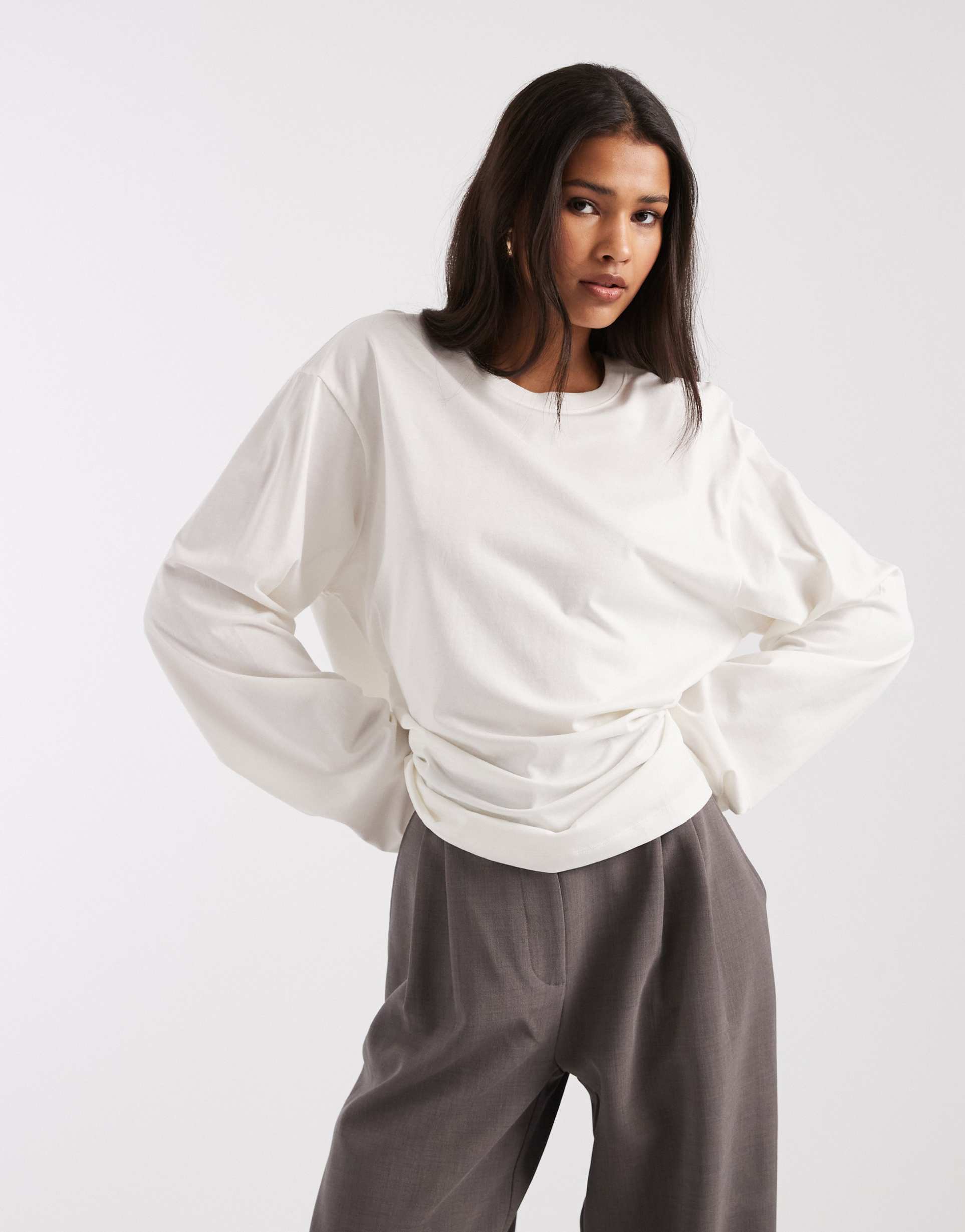 & other stories heavyweight oversized wide long sleeve t-shirt in white