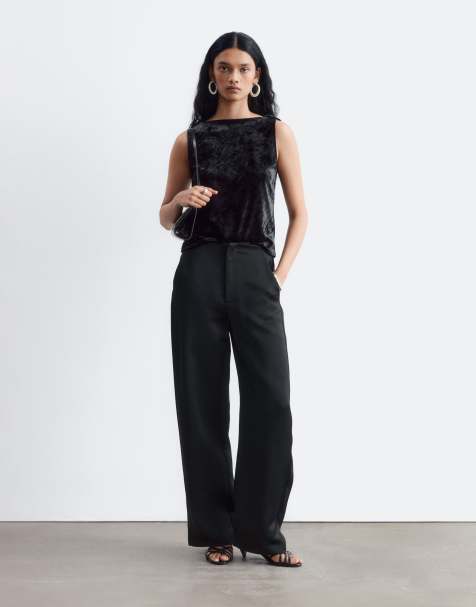 & Other Stories heavyweight satin barrel pants in black - view 1