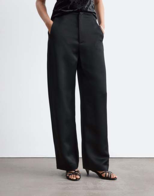 & Other Stories heavyweight satin barrel pants in black, 2 of 4