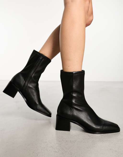 Black booties heel leather hotsell