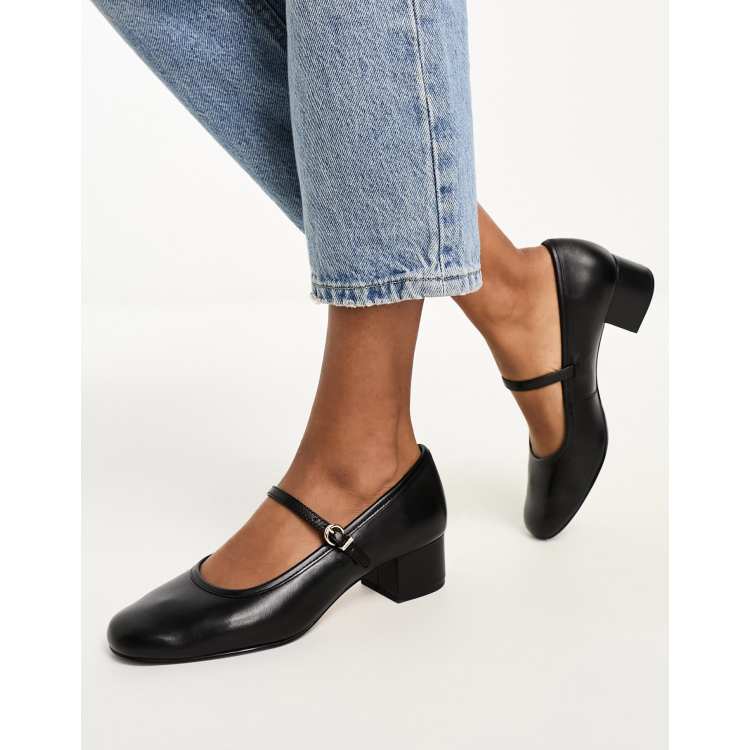 Block heel outlet ballerina pumps