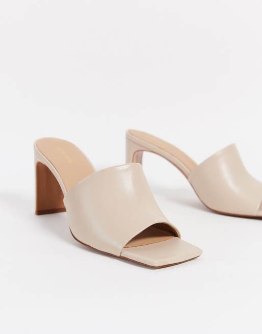 & Other Stories heeled leather mules in beige