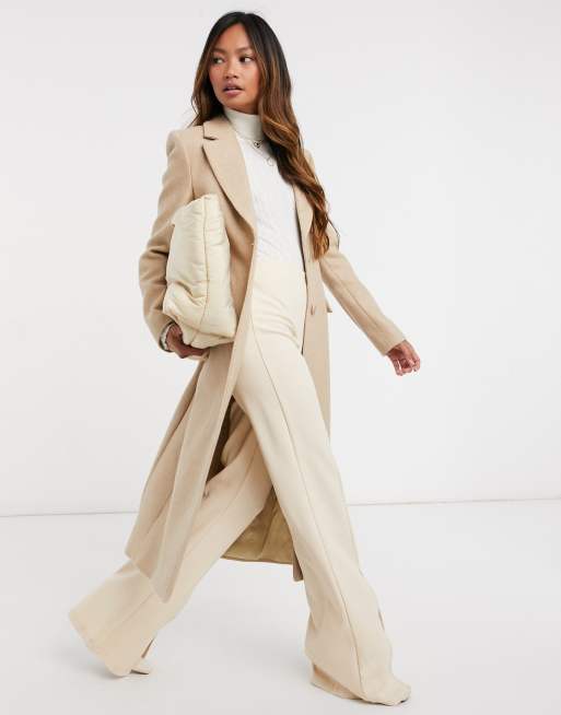 & Other Stories herringbone hourglass coat in beige