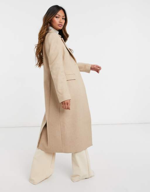  Other Stories herringbone hourglass coat in beige