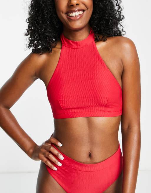  Other Stories high neck bikini top in red