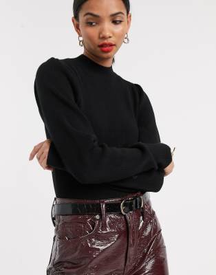 black high neck cropped jumper