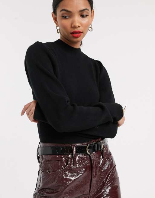 Black high 2025 neck crop jumper