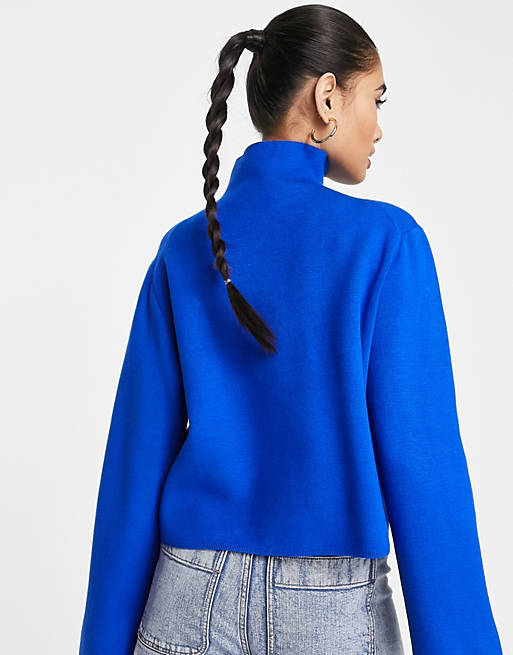  & Other Stories high neck jumper in bright blue 