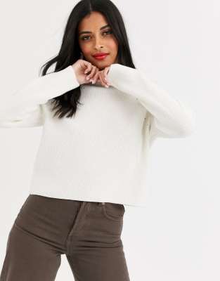white high neck jumper