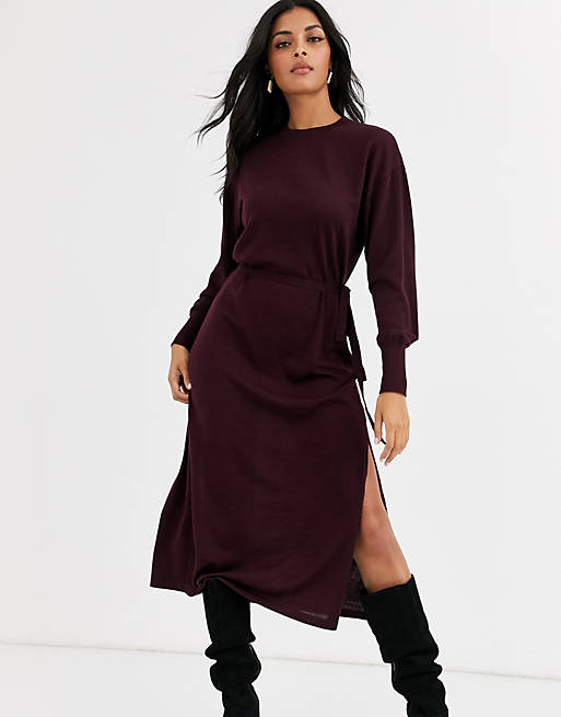 & Other Stories high neck knitted midi dress in purple | ASOS