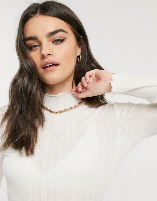 & Other Stories high neck long sleeve top in off white