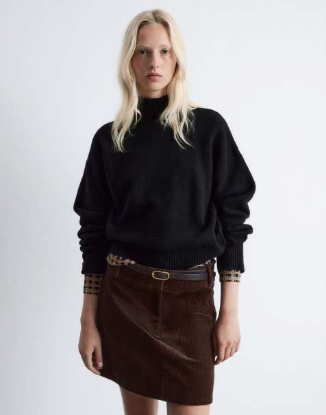 & Other Stories high neck relaxed knit sweater in black - view 1
