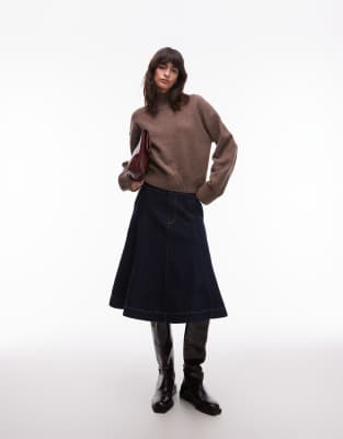& Other Stories High Neck Relaxed Knit Sweater With Wide Sleeves In Black
